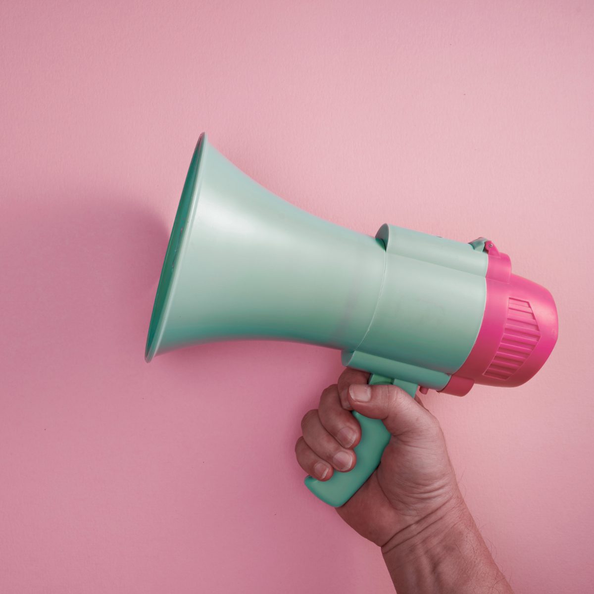 Marketing and pr microphone on a pink background